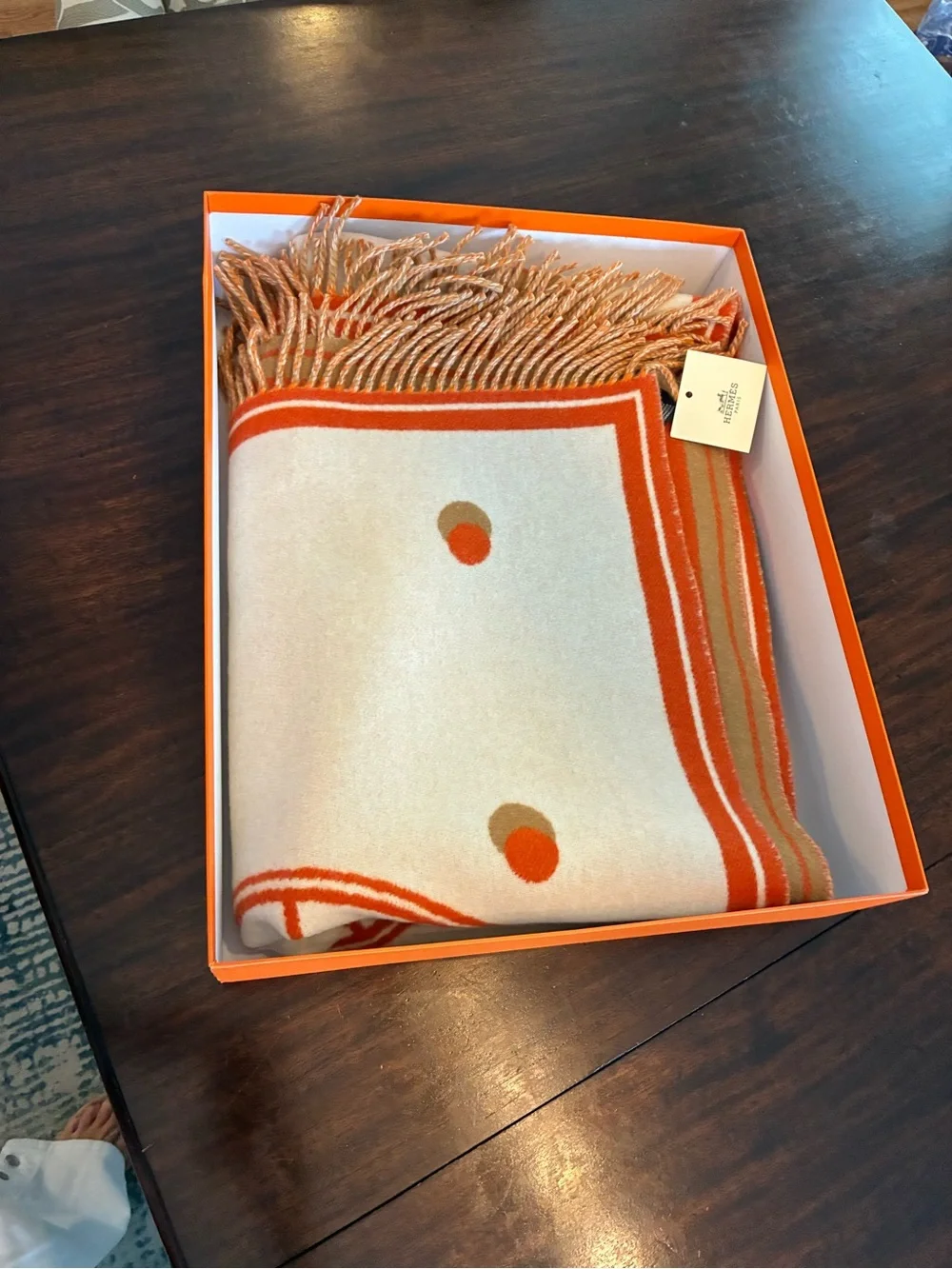Hermes Cheval Cabriolet Merino Cashmere Throw Blanket AUTHENTIC